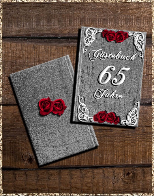 65 Jahre - eiserne Hochzeit - Gästebuch Vintage silber weiß